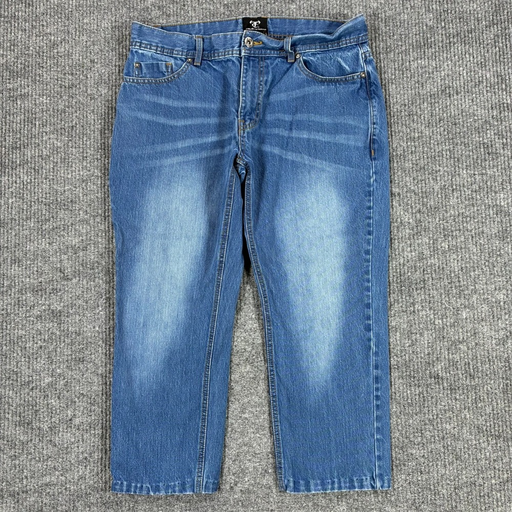 True Timber Mens Straight Leg Jeans Size 36x32 Blue Denim Cotton Low Rise